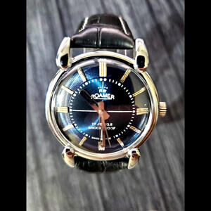 Rare Roamer Brevete Swiss Mens‎ Manual Watch Slv Blu Blk